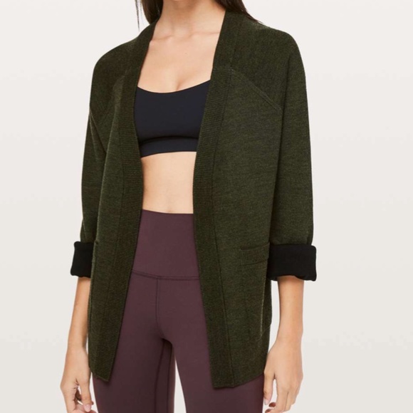Lululemon  Merino Wool Dark Green Cardigan - Picture 1 of 4